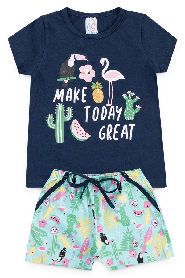 conjunto infantil feminino cactos marinho