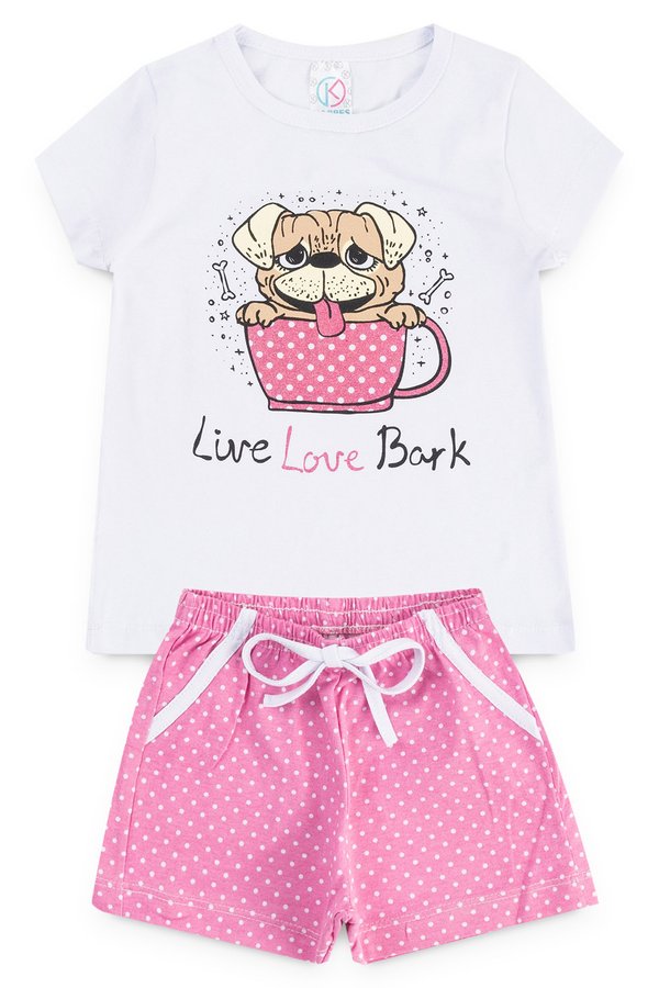 conjunto infantil feminino cachorro na caneca branco