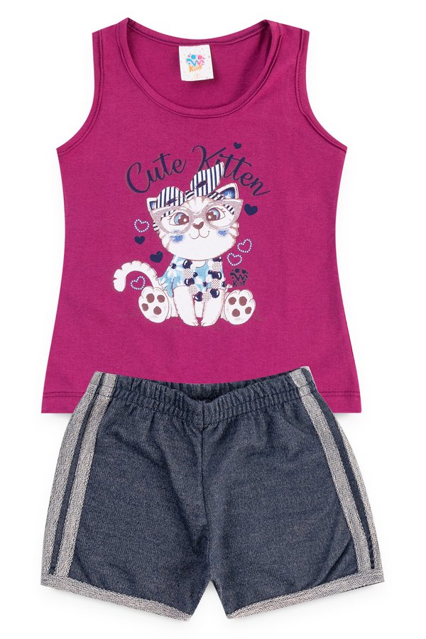 conjunto infantil feminino gatinha uva