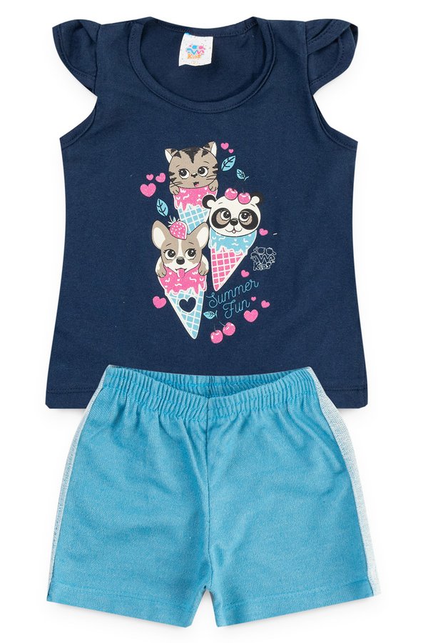 conjunto infantil feminino sorvete marinho