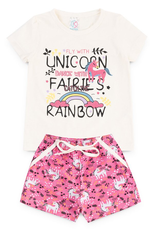 conjunto infantil feminino unicornio off white