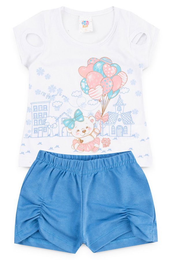 conjunto infantil feminino baloes branco