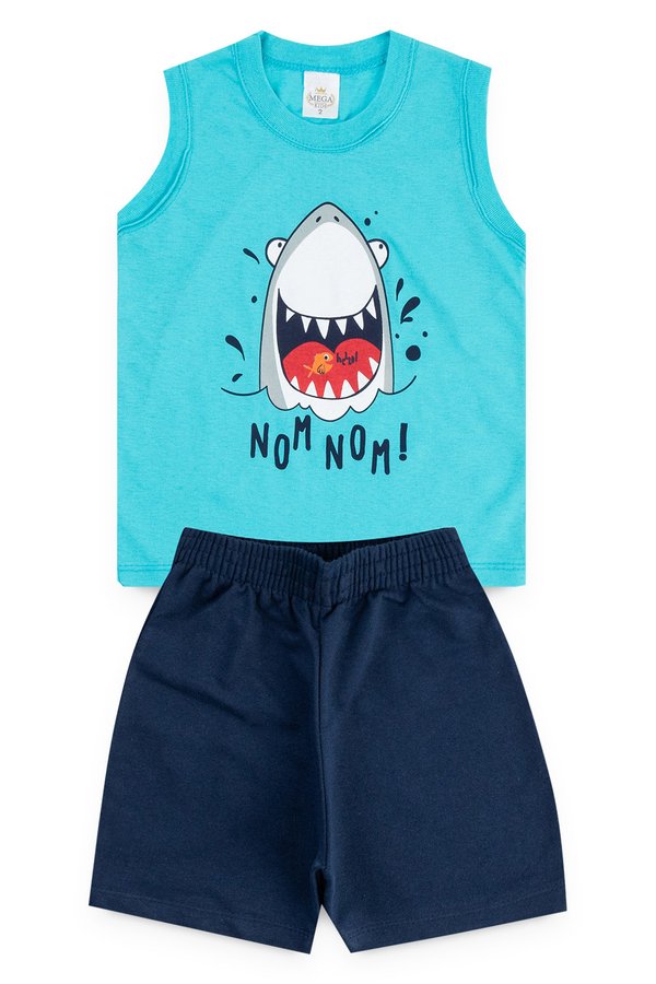 conjunto infantil masculino tubarao azul mega kids