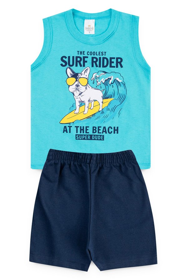 conjunto infantil masculino dog azul mega kids