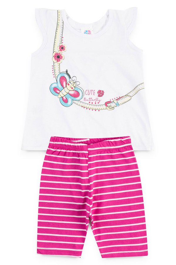 conjunto infantil feminino borboleta branco