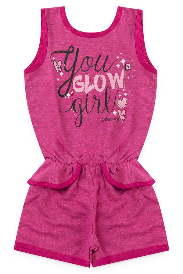 macaquinho infantil feminino glow rosa