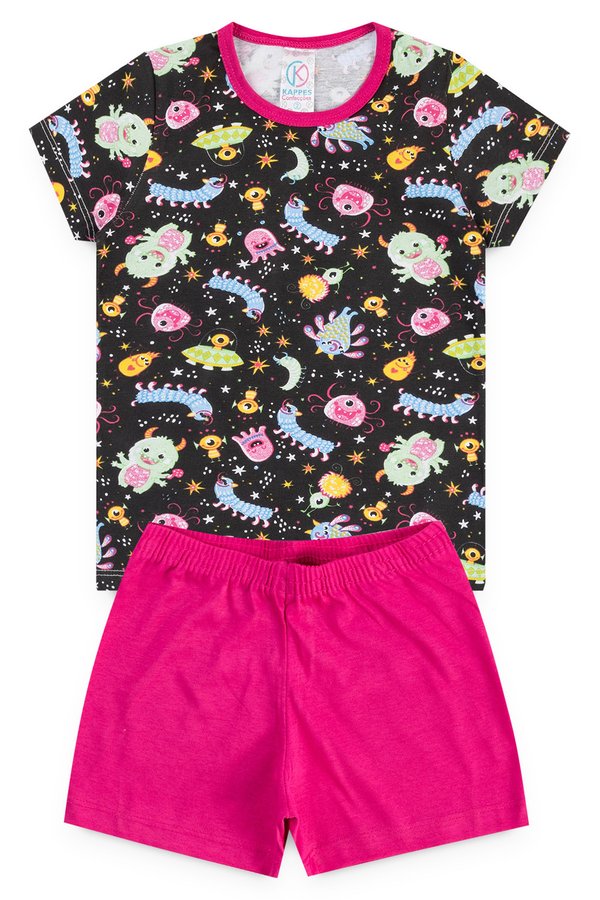 pijama infantil feminino espacial preto