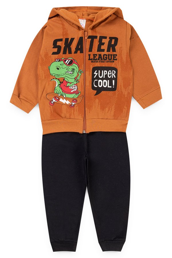 conjunto infantil masculino moletom peluciado skater caramelo