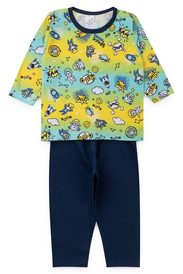 pijama infantil masculino space amarelo