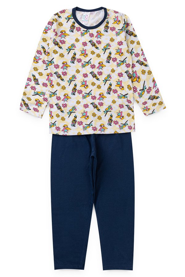 pijama infantil feminino passaros amarelo