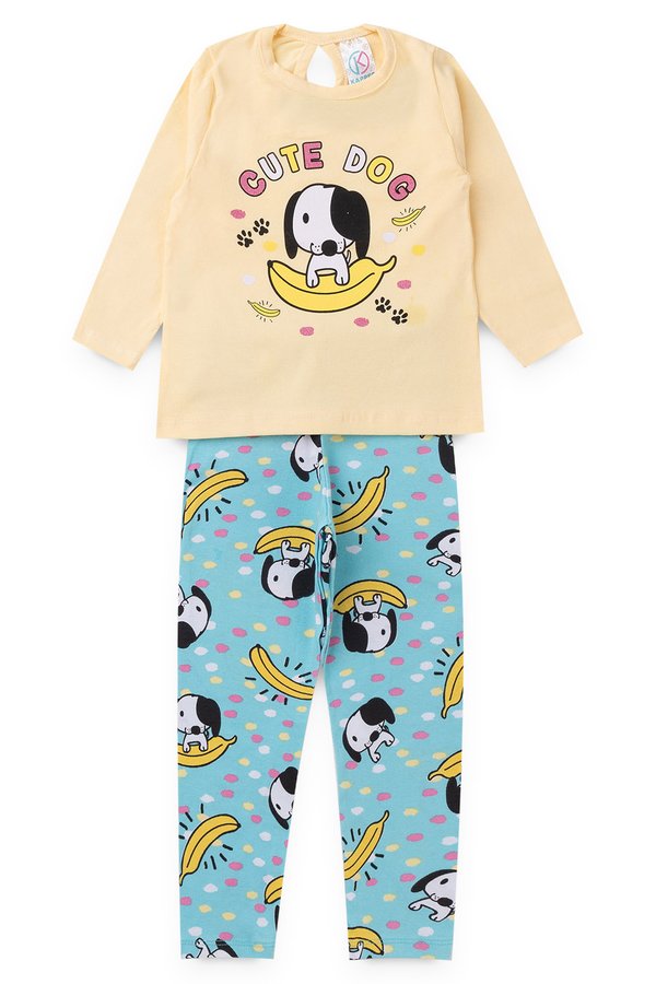 conjunto infantil feminino dog amarelo