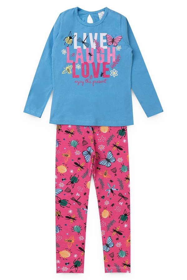 conjunto infantil feminino live laugh azul
