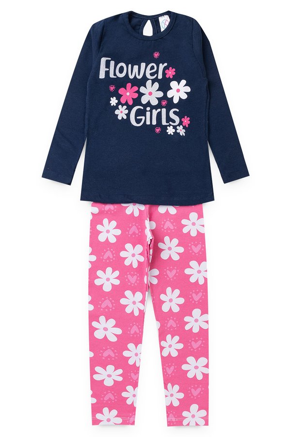 conjunto infantil feminino flower girl marinho