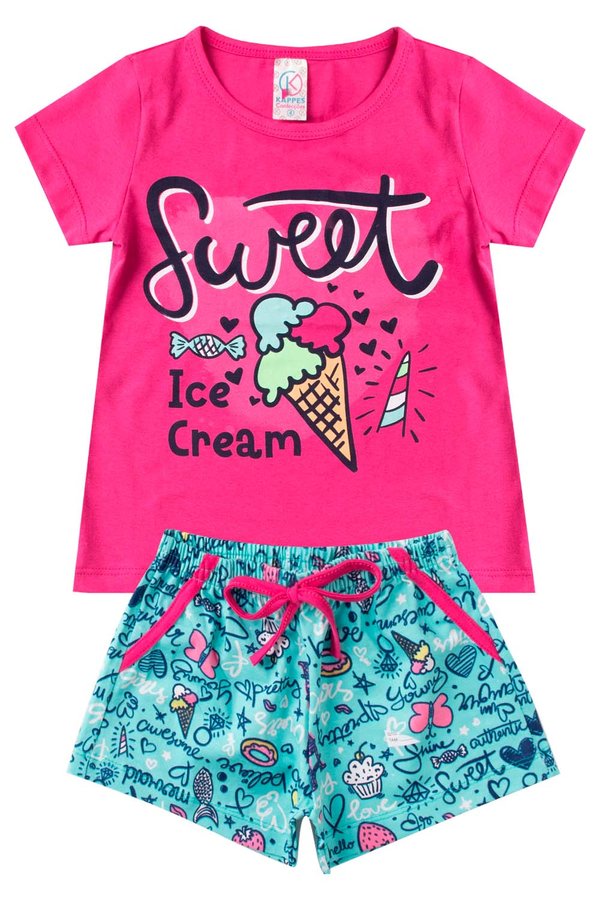conjunto infantil verao feminino sweet ice cream