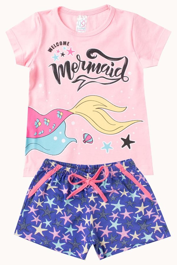 conjunto infantil verao feminino mermaid